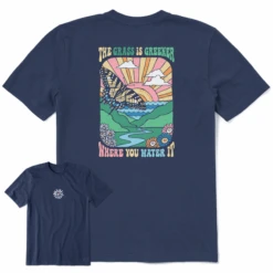 Men's Groovy Grass Is Greener Butterfly PosterCrusher Tee