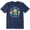 Men's Peace On Earth Happy Sunflowers Short SleeveTee -Clothes Style Shop Mens Peace on Earth Happy Sunflowers Short Sleeve CrusherLITE Tee 106678 1 lg