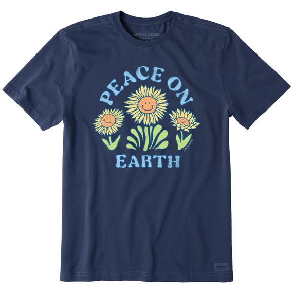 Men's Peace On Earth Happy Sunflowers Short SleeveTee 3 Men's Peace On Earth Happy Sunflowers Short SleeveTee