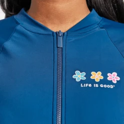 Clothes Style Shop -Clothes Style Shop Three Daisies Womens Long Sleeve One Piece Rashguard Swimsuit LG12101 2 lg