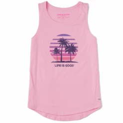Women's 70's Retro Sun Palms Sleeveless High-LowTank