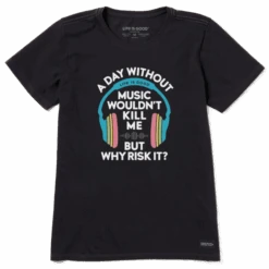 Women's A Day Without Music Headphones Crusher Tee
