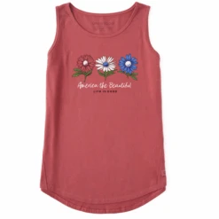 Women's America The Beautiful Daisies Sleeveless High-Low Crusher Tank
