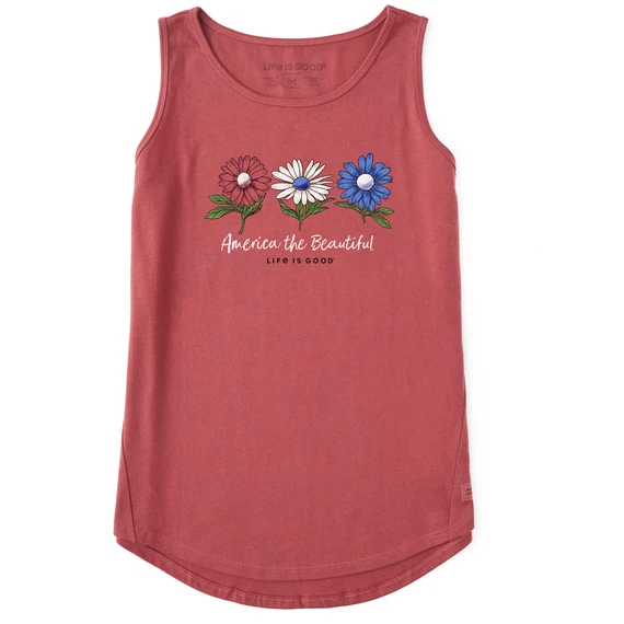 Women's America The Beautiful Daisies Sleeveless High-Low Crusher Tank 3 Women's America The Beautiful Daisies Sleeveless High-Low Crusher Tank