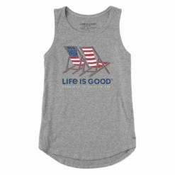 Women's Americana Beach Chairs Sleeveless High-Low Crusher Tank