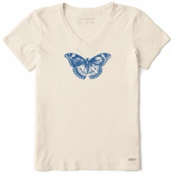 Women's Antique Butterfly Short SleeveVee