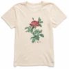 Women's Antique Rose Painting Short SleeveTee -Clothes Style Shop Womens Antique Rose Painting Short Sleeve CrusherLITE Tee 104124 1 lg