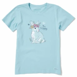 Women's Be Hoppy Flower Crown Bunny Short SleeveTee