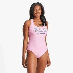 Women's Beach Chairs Tie-Back Scoop One Piece Swimsuit