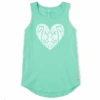 Women's Beach Design Heart Sleeveless High-Low Crusher Tank