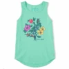 Women's Beach Wildflowers Sleeveless High-Low Crusher Tank