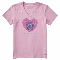 Women's Best Things Paw HeartShort Sleeve Vee