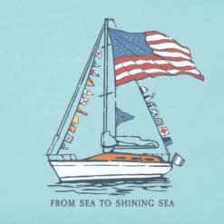 Women's Big USA Sailboat High-Low Crusher Tank -Clothes Style Shop Womens Big USA Sailboat HighLow Crusher Tank 82513 2 lg