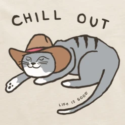 Clothes Style Shop -Clothes Style Shop Womens Chill Out Cat Short Sleeve Boxy Crusher Tee 114838 2 lg