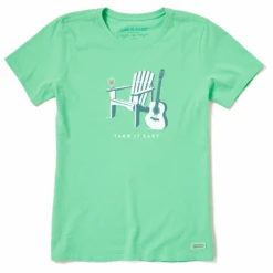 Women's Clean Adirondack Guitar Wine Short SleeveTee