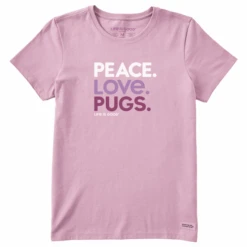 Women's Clean Peace. Love. Pugs. Short SleeveTee