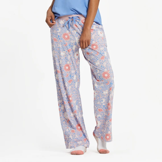 Women's Daisy Wildflower Pattern Snuggle Up Sleep Pant 3 Women's Daisy Wildflower Pattern Snuggle Up Sleep Pant
