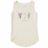 Women's Detailed Wildflowers Sleeveless High-Low Crusher Tank