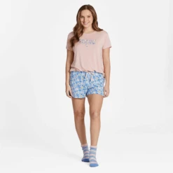 Women's Dragonfly Floral Pattern Lightweight Sleep Short -Clothes Style Shop Womens Dragonfly Floral Pattern Lightweight Sleep Short 100964 4 lg