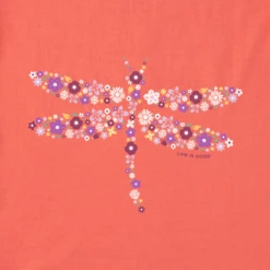 Women's Dragonfly FlowersCrusher Tee -Clothes Style Shop Womens Dragonfly Flowers Short Sleeve Crusher Tee 118678 2 lg