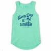 Women's Every Day Is Saturday Palm Sleeveless High-Low Crusher Tank