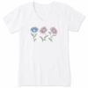 Women's Fineline 3 Water Flag Daisies Short SleeveVee -Clothes Style Shop Womens Fineline 3 Water Flag Daisies Short Sleeve Crusher Vee 118616 1 lg