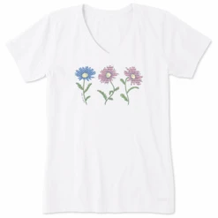 Women's Fineline 3 Water Flag Daisies Short SleeveVee