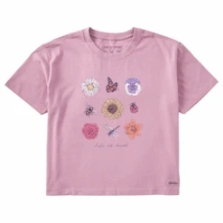 Women's Fineline Bugs And Flowers GridBoxy Crusher Tee
