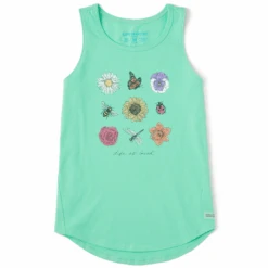 Women's Fineline Bugs And Flowers Grid Sleeveless High-LowTank