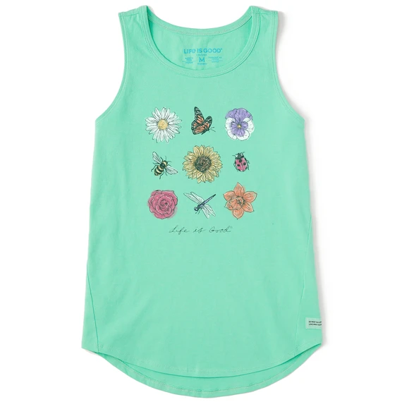 Women's Fineline Bugs And Flowers Grid Sleeveless High-LowTank 3 Women's Fineline Bugs And Flowers Grid Sleeveless High-LowTank