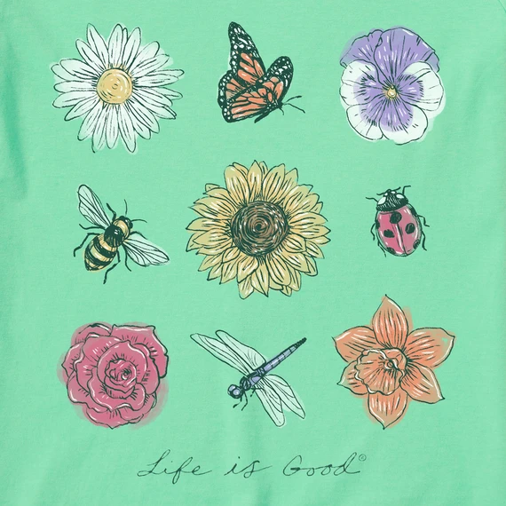 Women's Fineline Bugs And Flowers Grid Sleeveless High-LowTank 4 Women's Fineline Bugs And Flowers Grid Sleeveless High-LowTank - Image 2