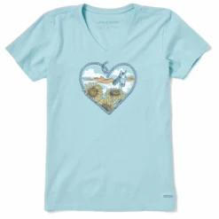 Women's Fineline Roped Horse Heart Short SleeveVee