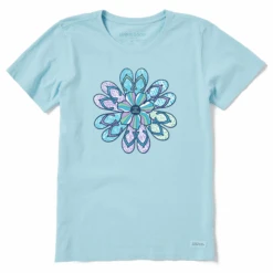 Women's Flip Flop Patterned Flower Short SleeveTee