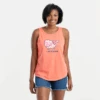 Women's Flower Whale Sleeveless High-Low Crusher Tank