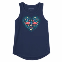 Women's Folk Art Flamingo Sleeveless High-Low Crusher Tank
