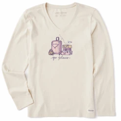Women's Go Places Luggages Long Sleeve Crusher Vee