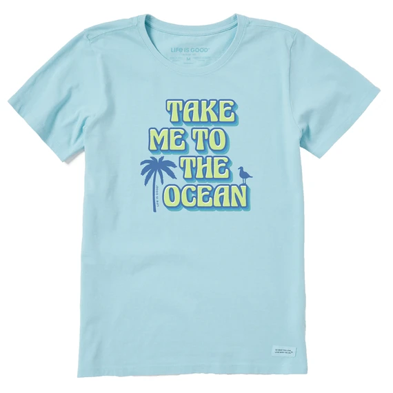 Women's Groovy Take Me To The Ocean Palm Short SleeveTee 3 Women's Groovy Take Me To The Ocean Palm Short SleeveTee