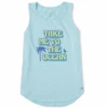 Women's Groovy Take Me To The Ocean Palm Sleeveless High-LowTank -Clothes Style Shop Womens Groovy Take me to the Ocean Palm Sleeveless HighLow Crusher Tank 118078 1 lg