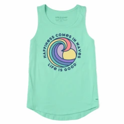 Women's Happiness Comes In Waves Spectrum Sleeveless High-Low Crusher Tank