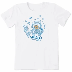 Women's Hello Universe Space Cat Short Sleeve Tee