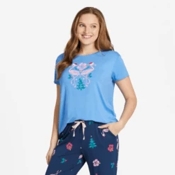 Women's Holiday Flamingo Mirror Lightweight Sleep Tee