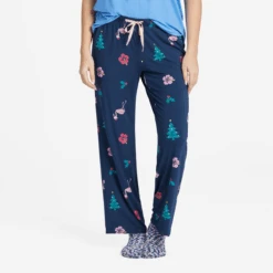 Women's Holiday Flamingo Pattern Lightweight Sleep Pant