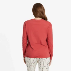 Women's Holiday Lights Heart Long Sleeve Snuggle Up Relaxed Sleep Tee -Clothes Style Shop Womens Holiday Lights Heart Long Sleeve Snuggle Up Relaxed Sleep Tee 99693 3 lg