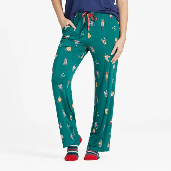 Women's Holiday Pup Pattern Lightweight Sleep Pant 3 Women's Holiday Pup Pattern Lightweight Sleep Pant
