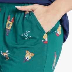 Women's Holiday Pup Pattern Lightweight Sleep Pant 10 Women's Holiday Pup Pattern Lightweight Sleep Pant -Clothes Style Shop Womens Holiday Pup Pattern Lightweight Sleep Pant 99687 4 lg