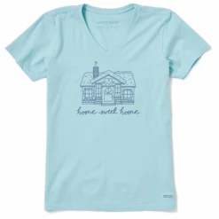 Women's Home Sweet Home Happy House Short SleeveVee