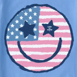 Women's Inkbrush Americana Smiley Sleeveless High-Low Crusher Tank -Clothes Style Shop Womens Inkbrush Americana Smiley Sleeveless HighLow Crusher Tank 121987 2 lg