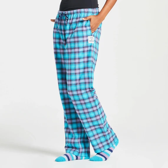 Women's Island Blue Plaid Classic Sleep Pant 3 Women's Island Blue Plaid Classic Sleep Pant