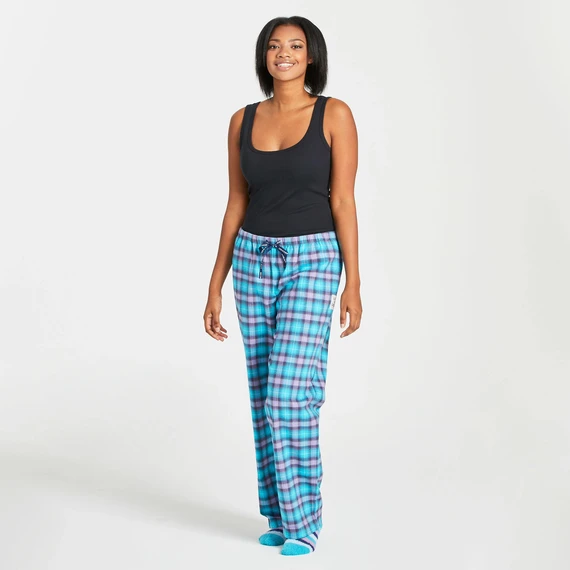 Women's Island Blue Plaid Classic Sleep Pant 4 Women's Island Blue Plaid Classic Sleep Pant - Image 2