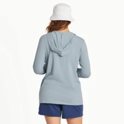 Women's LIG Dog Long Sleeve Striped Crusher-LITE Hooded Tee -Clothes Style Shop Womens LIG Dog Long Sleeve Striped CrusherLITE Hooded Tee 89719 3 lg